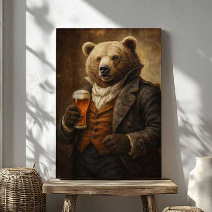 Funny Bear Drinking Beer Wall Art