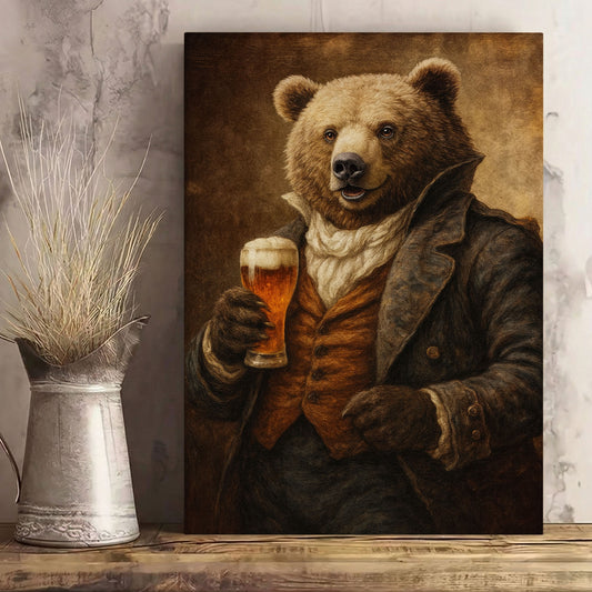 Funny Bear Drinking Beer Wall Art