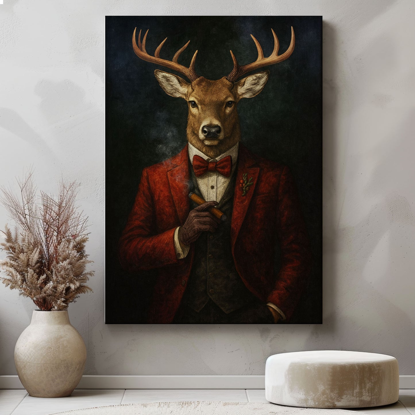 Dapper Deer Smoking Cigar Wall Art Rustic Cabin Decor Hunter Gift
