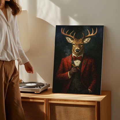 Dapper Deer Smoking Cigar Wall Art Rustic Cabin Decor Hunter Gift
