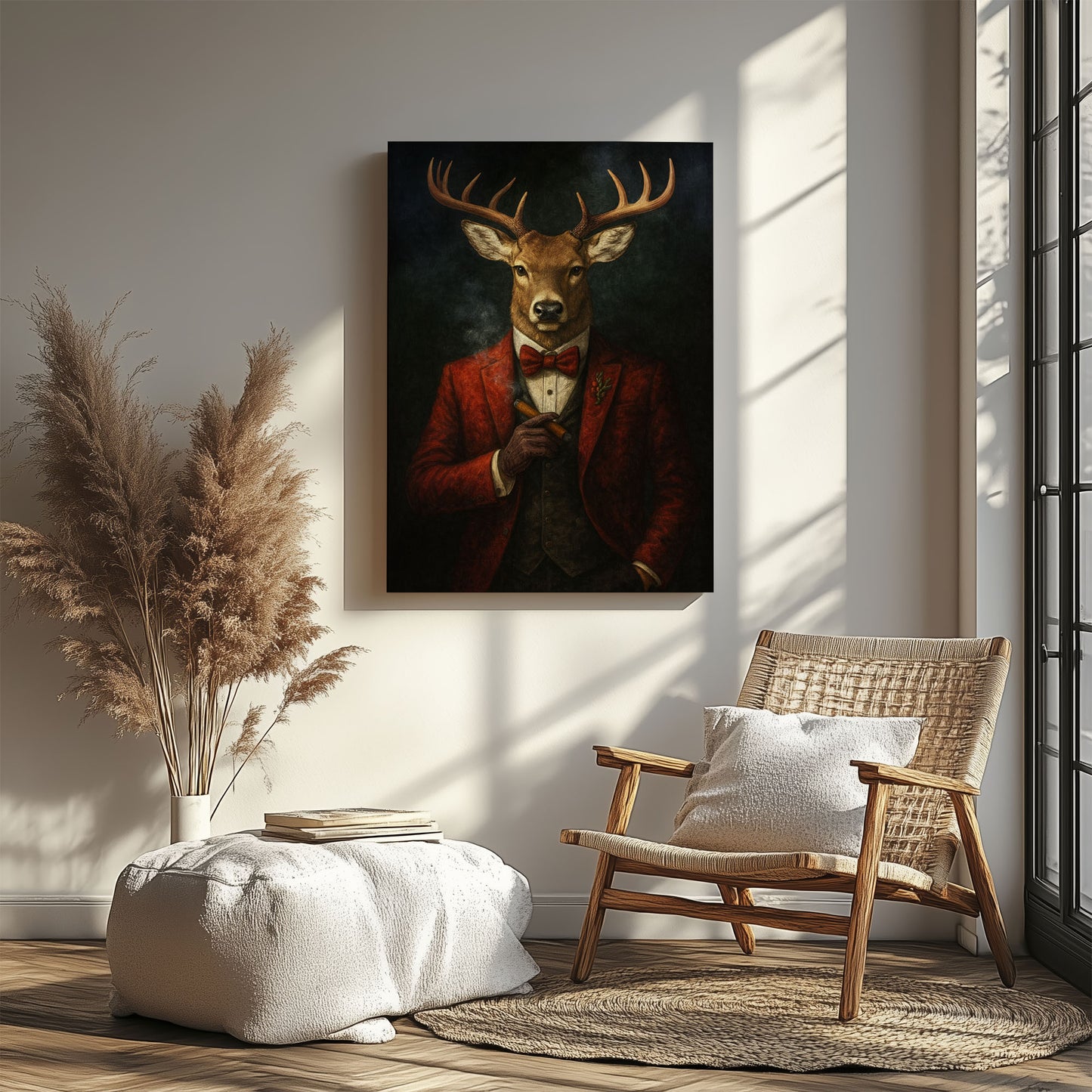 Dapper Deer Smoking Cigar Wall Art Rustic Cabin Decor Hunter Gift