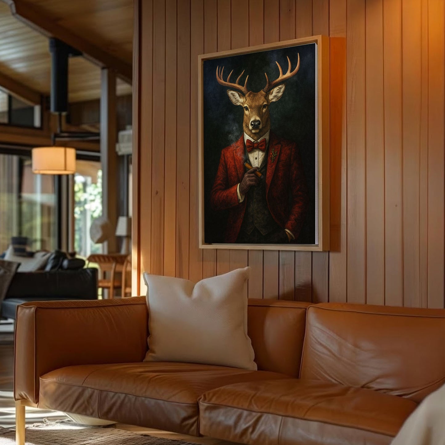 Dapper Deer Smoking Cigar Wall Art Rustic Cabin Decor Hunter Gift