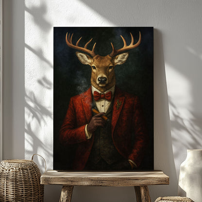 Dapper Deer Smoking Cigar Wall Art Rustic Cabin Decor Hunter Gift