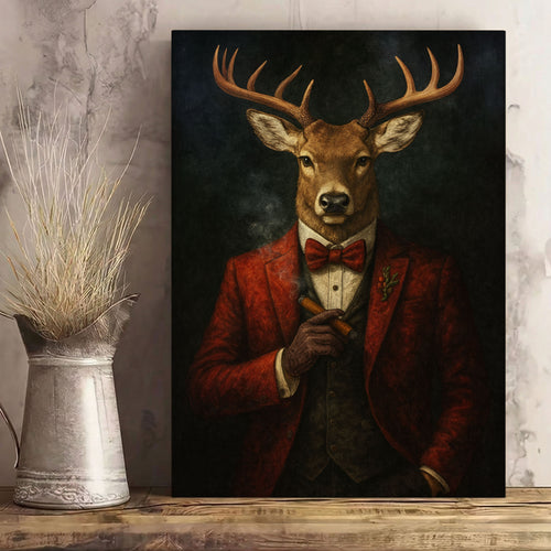 Dapper Deer Smoking Cigar Wall Art Rustic Cabin Decor Hunter Gift
