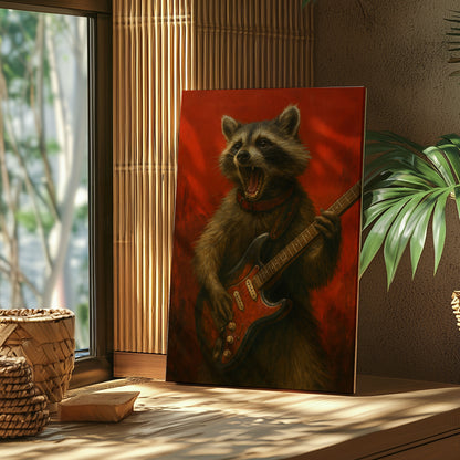 Raccoon Rock Music Wall Art Decor Cabin