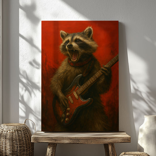 Raccoon Rock Music Wall Art Decor Cabin