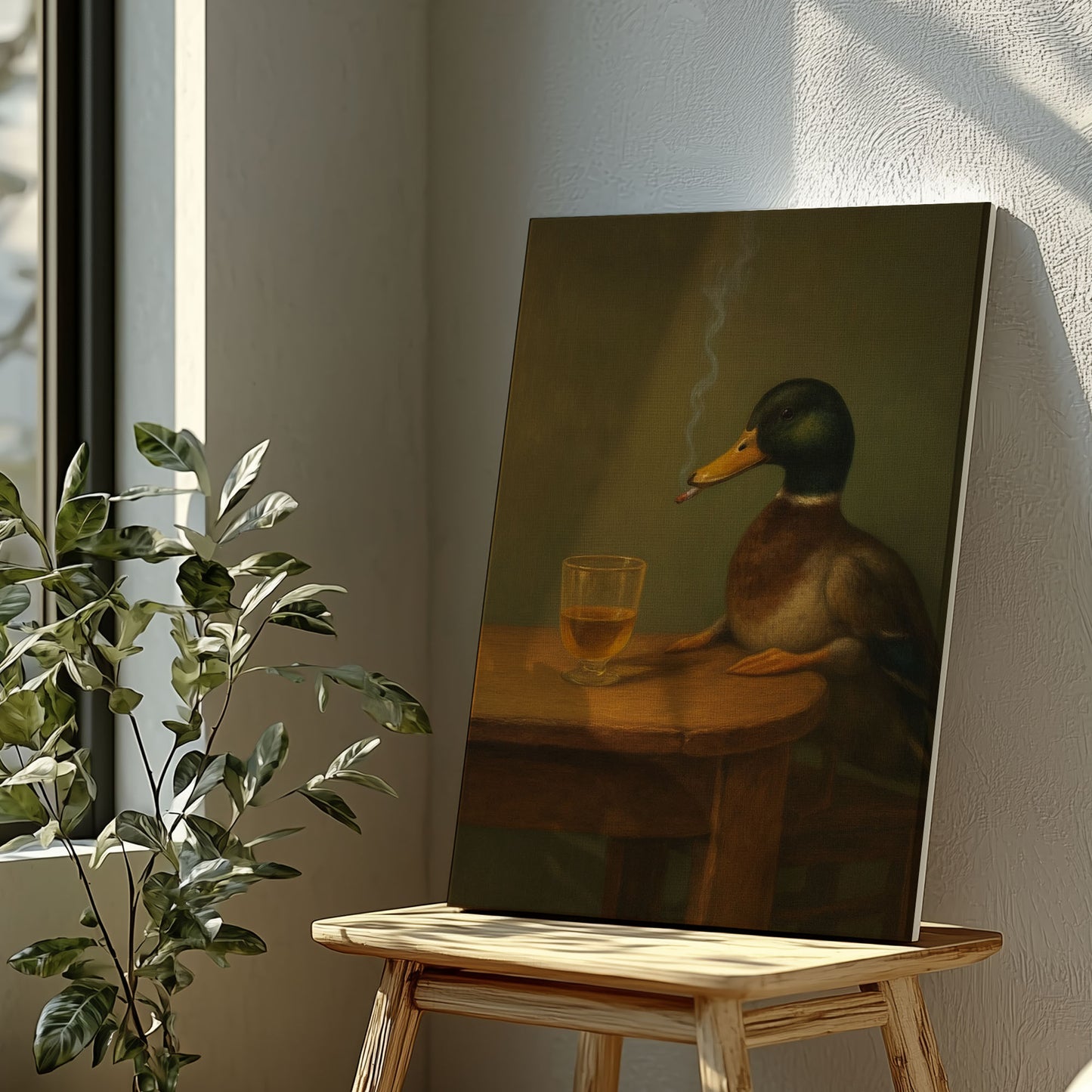 Funny Duck with Cigar Beer Wall Art Bar Cabin Canvas Decor