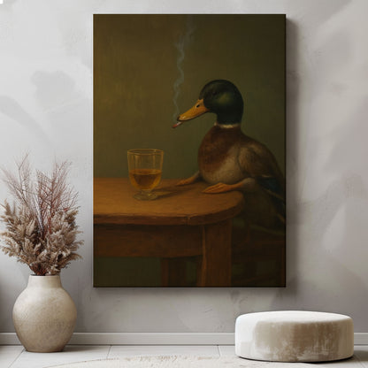 Funny Duck with Cigar Beer Wall Art Bar Cabin Canvas Decor