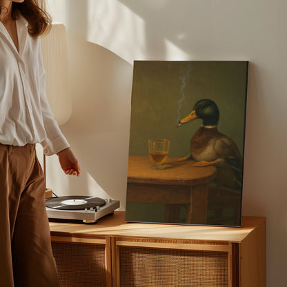 Funny Duck with Cigar Beer Wall Art Bar Cabin Canvas Decor