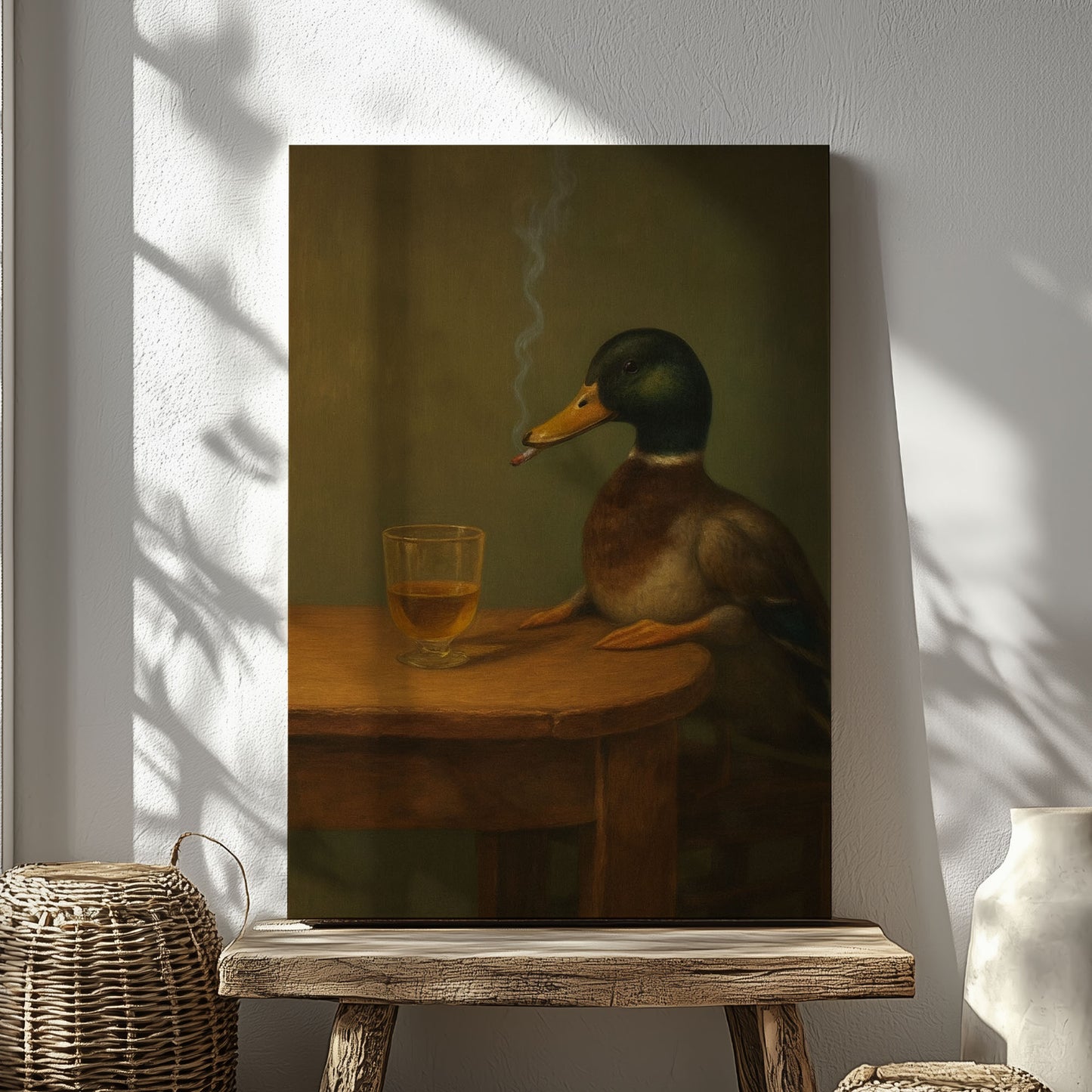 Funny Duck with Cigar Beer Wall Art Bar Cabin Canvas Decor