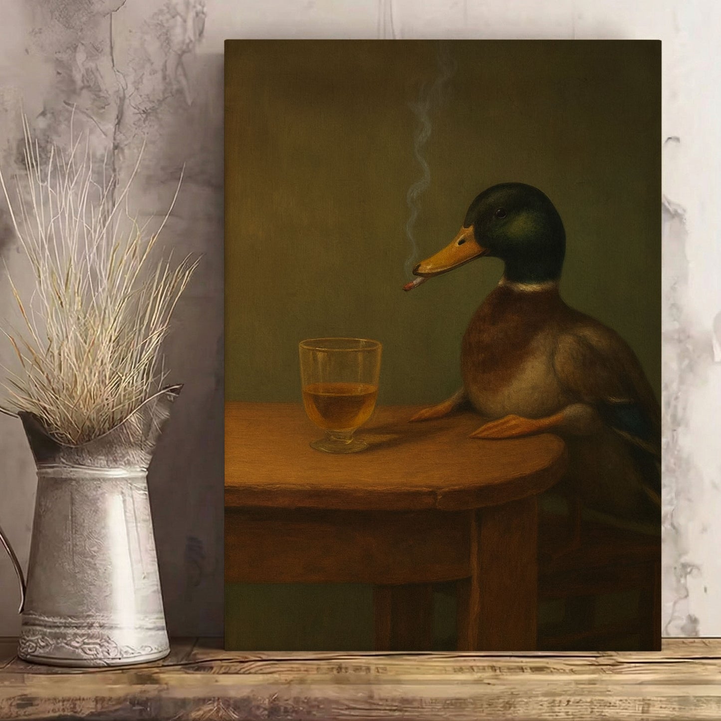 Funny Duck with Cigar Beer Wall Art Bar Cabin Canvas Decor
