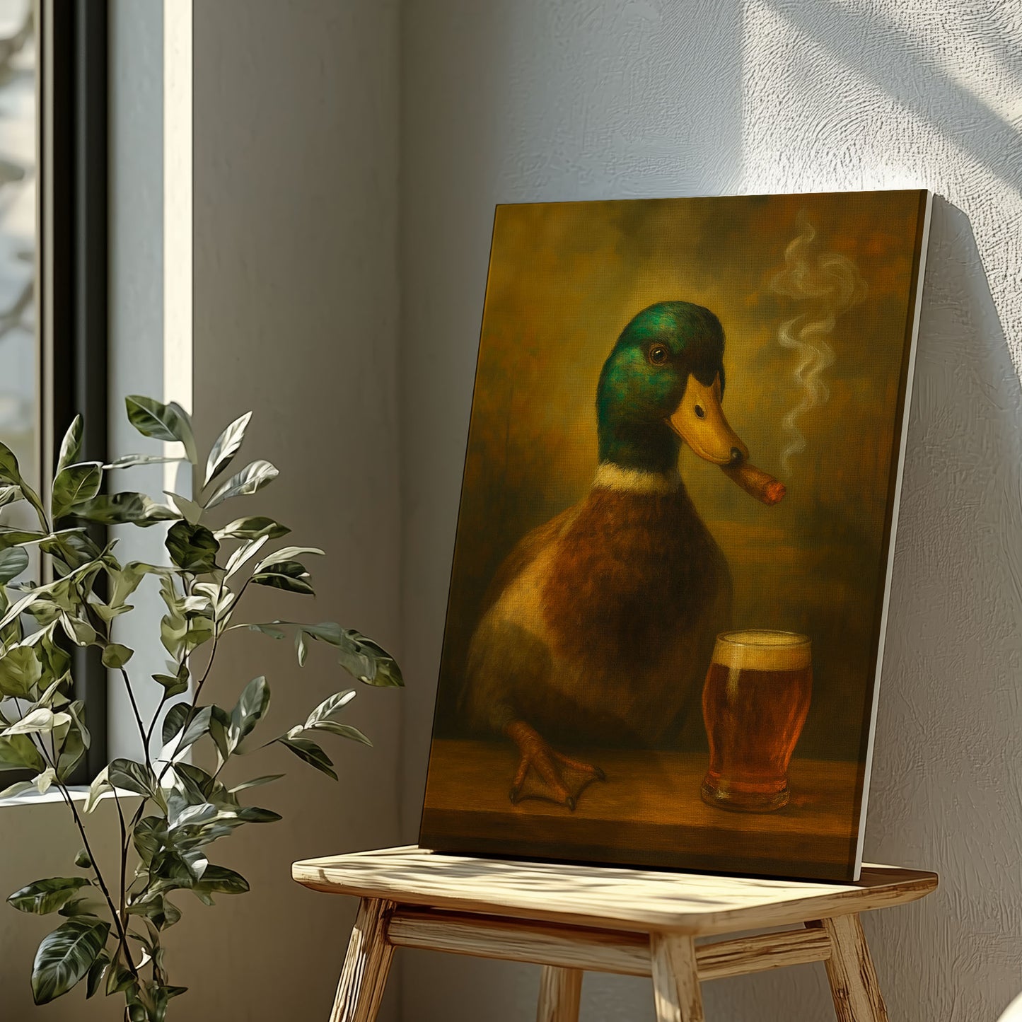 Duck with Cigar & Beer Wall Art Bar & Cabin Decor Gift