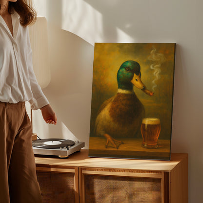 Duck with Cigar & Beer Wall Art Bar & Cabin Decor Gift