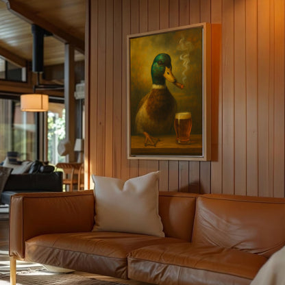 Duck with Cigar & Beer Wall Art Bar & Cabin Decor Gift