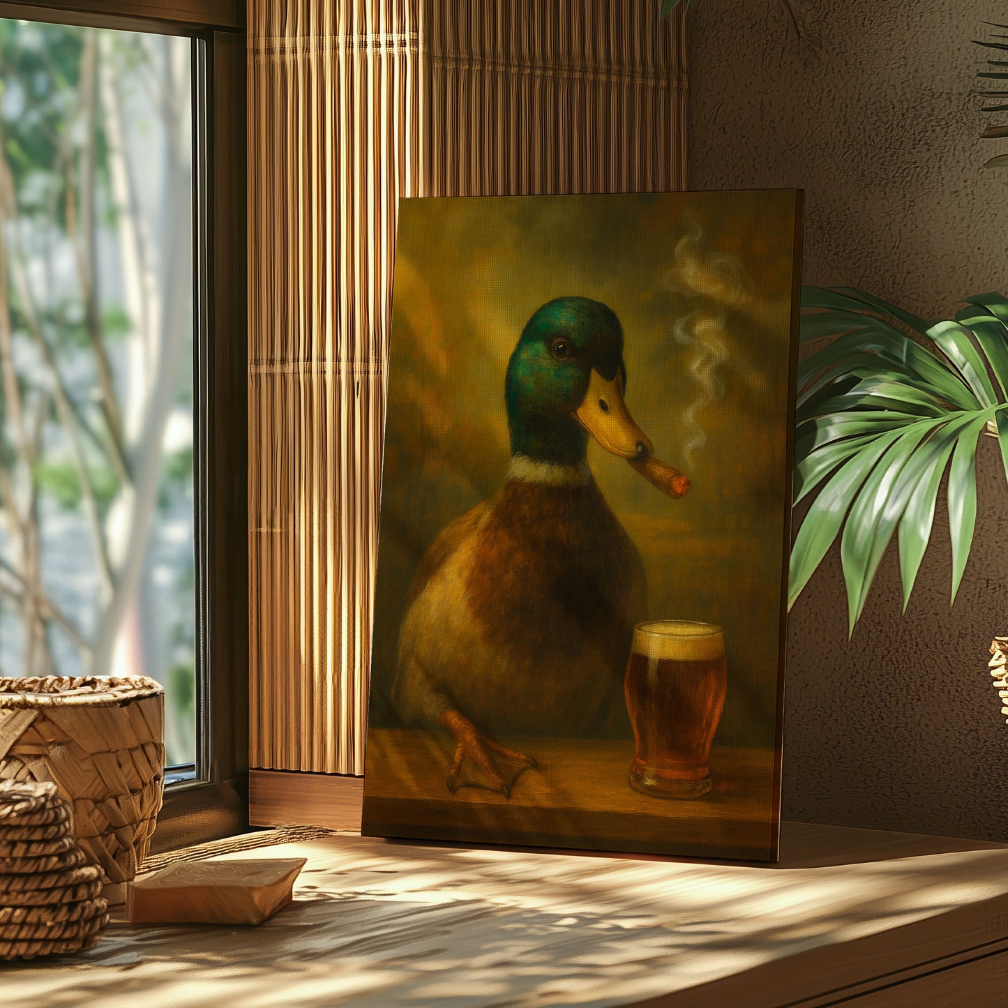 Duck with Cigar & Beer Wall Art Bar & Cabin Decor Gift