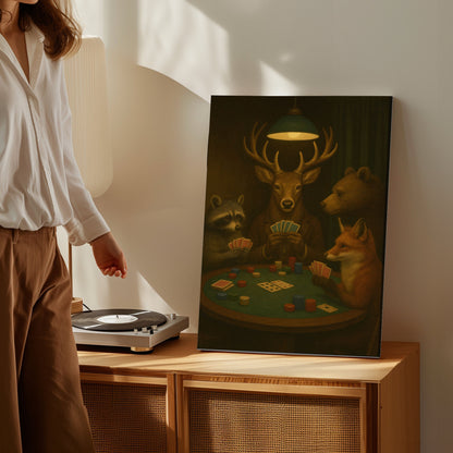 Hunter Poker Night Canvas Wall Art Gift for Hunters Cabin Decor