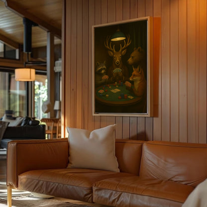 Hunter Poker Night Canvas Wall Art Gift for Hunters Cabin Decor