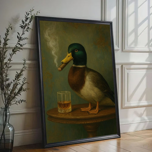 Mallard Duck with Cigar Canvas Print Vintage Bar Wall Art