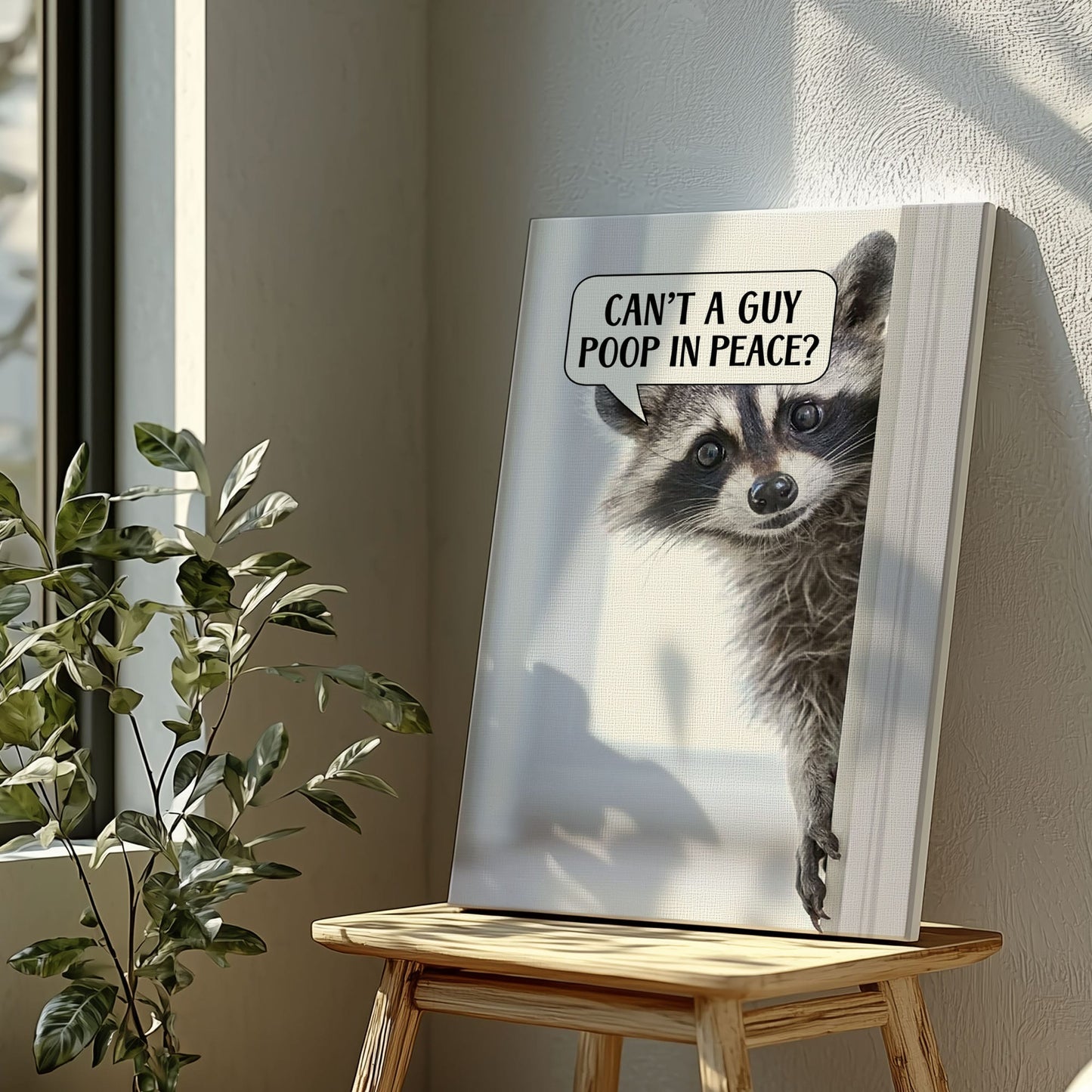 Can’t a Guy Poop in Peace Poster Raccoon Bathroom Wall Art Canvas