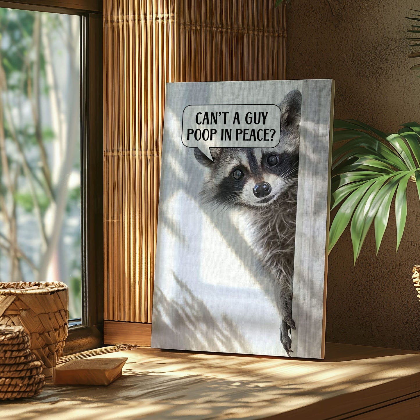 Can’t a Guy Poop in Peace Poster Raccoon Bathroom Wall Art Canvas