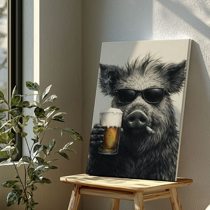 Boar Bathroom beer Bar Wall Art Poster Canvas