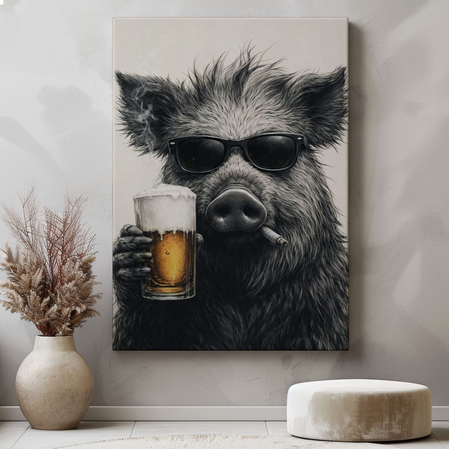 Boar Bathroom beer Bar Wall Art Poster Canvas