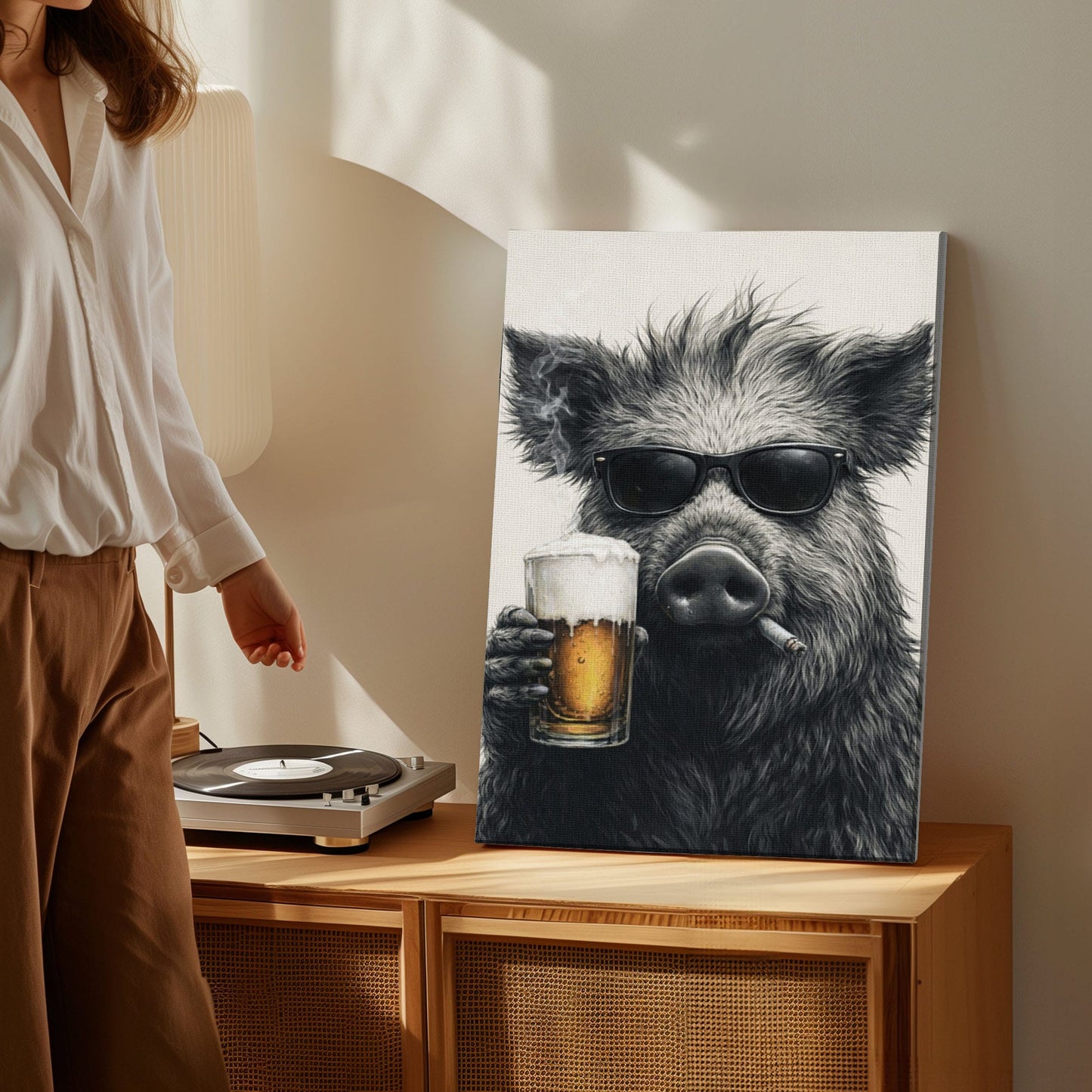 Boar Bathroom beer Bar Wall Art Poster Canvas