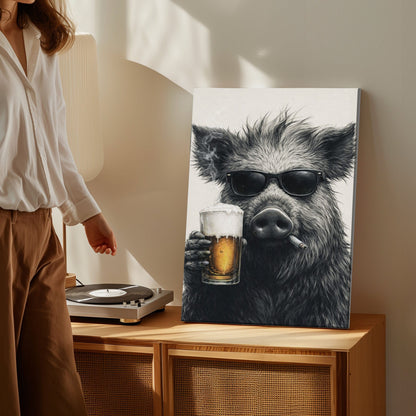 Boar Bathroom beer Bar Wall Art Poster Canvas