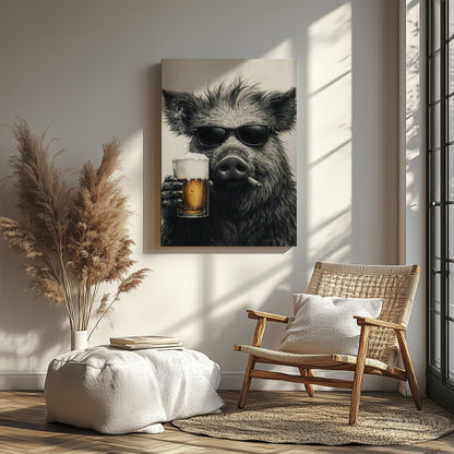 Boar Bathroom beer Bar Wall Art Poster Canvas