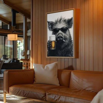 Boar Bathroom beer Bar Wall Art Poster Canvas