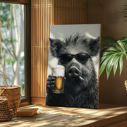 Boar Bathroom beer Bar Wall Art Poster Canvas