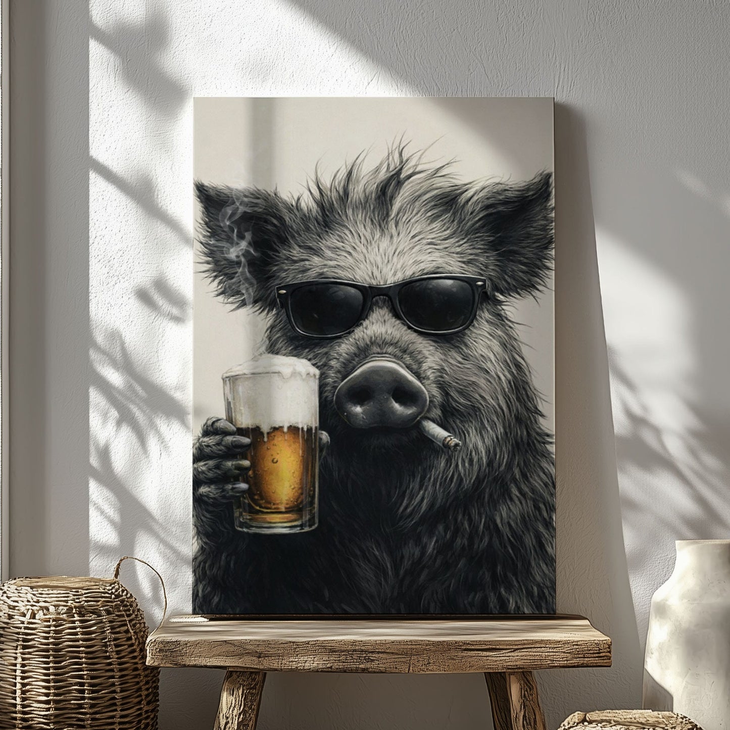 Boar Bathroom beer Bar Wall Art Poster Canvas