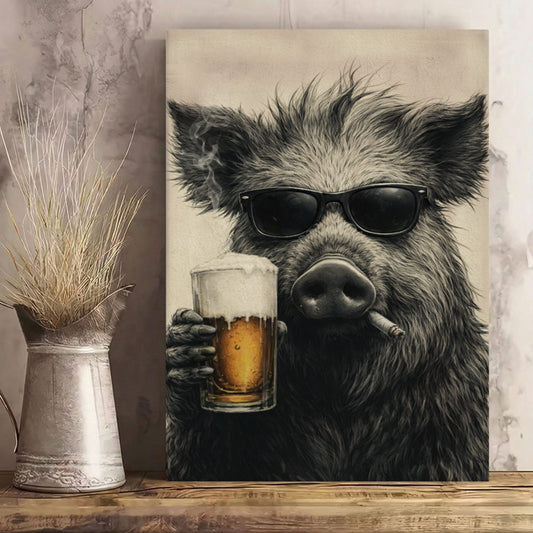 Boar Bathroom beer Bar Wall Art Poster Canvas
