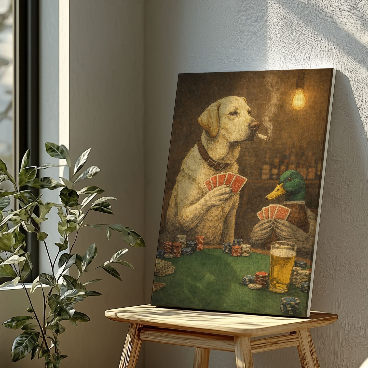Labrador Mallard Hunting Poker Night Wall Ar Gift for Hunters Cabin Decor