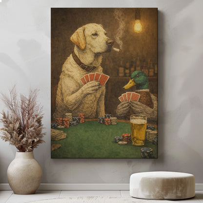 Labrador Mallard Hunting Poker Night Wall Ar Gift for Hunters Cabin Decor
