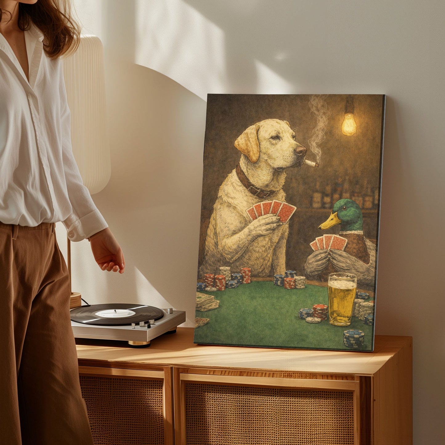 Labrador Mallard Hunting Poker Night Wall Ar Gift for Hunters Cabin Decor