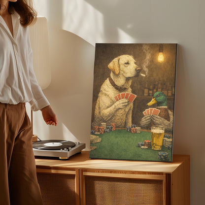 Labrador Mallard Hunting Poker Night Wall Ar Gift for Hunters Cabin Decor