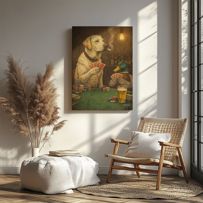 Labrador Mallard Hunting Poker Night Wall Ar Gift for Hunters Cabin Decor
