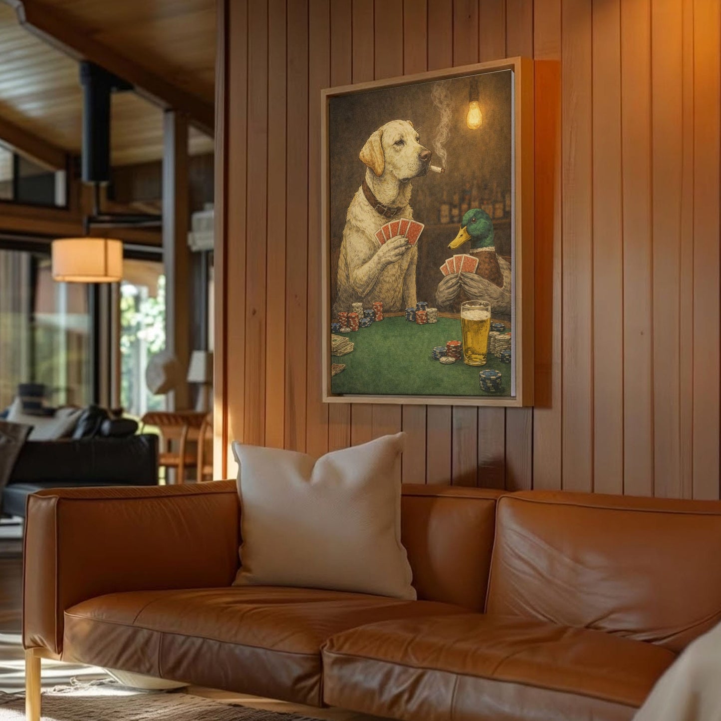 Labrador Mallard Hunting Poker Night Wall Ar Gift for Hunters Cabin Decor