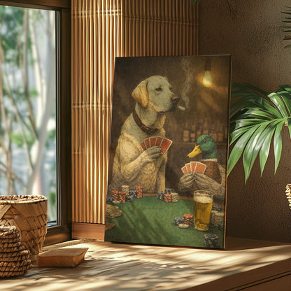 Labrador Mallard Hunting Poker Night Wall Ar Gift for Hunters Cabin Decor