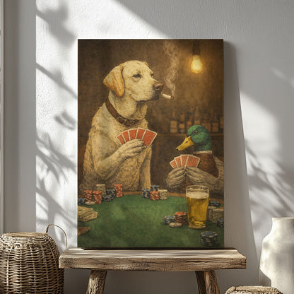 Labrador Mallard Hunting Poker Night Wall Ar Gift for Hunters Cabin Decor