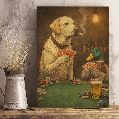 Labrador Mallard Hunting Poker Night Wall Ar Gift for Hunters Cabin Decor