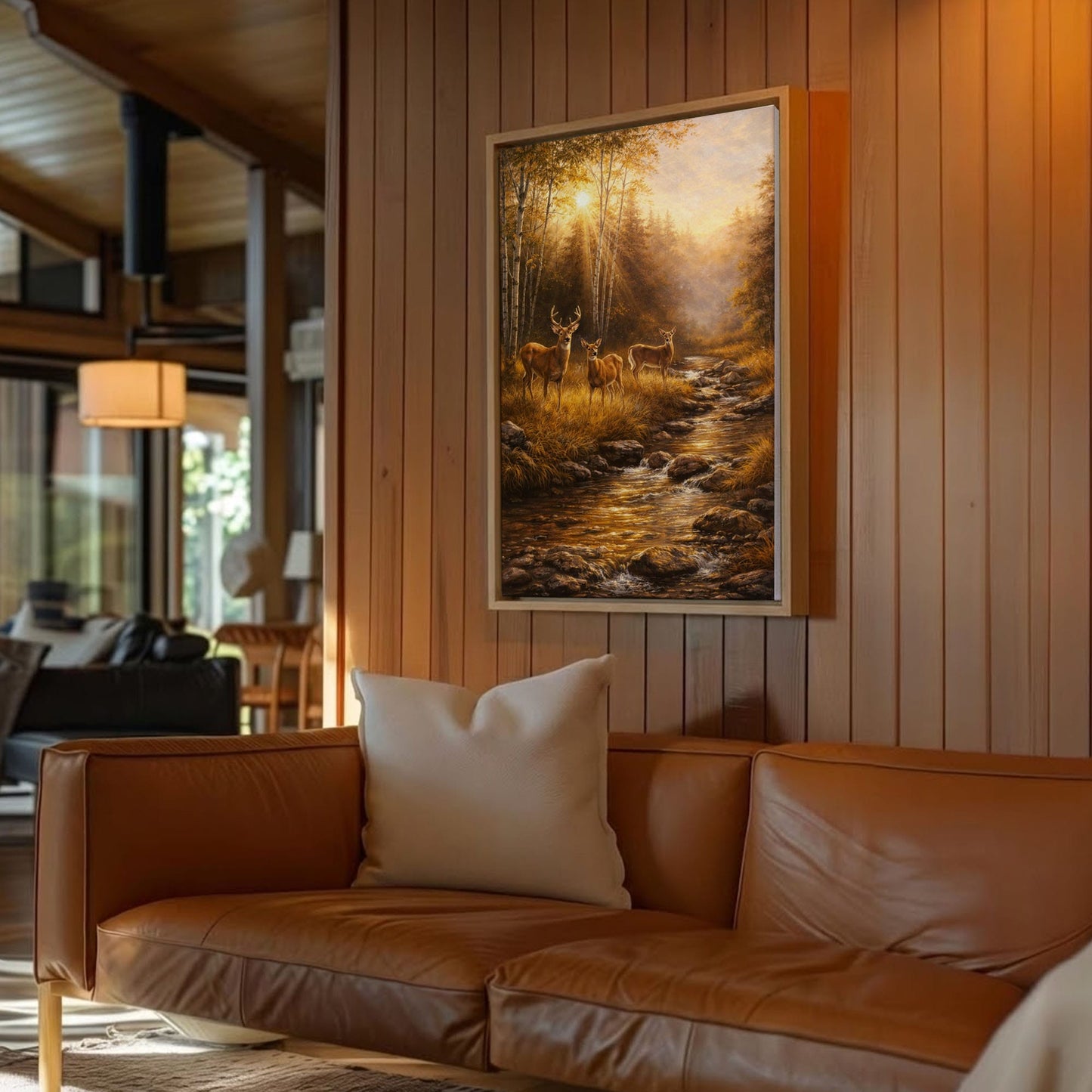 Whitetail Deer Family Canvas Wall Ar Gift for Hunters Cabin Decor