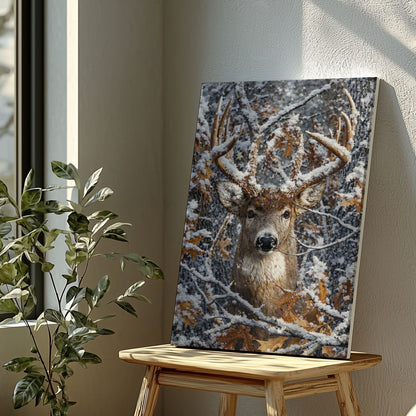 Snowy Deer Hunting Canvas Wall Ar Gift for Hunters Cabin Decor