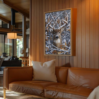 Snowy Deer Hunting Canvas Wall Ar Gift for Hunters Cabin Decor