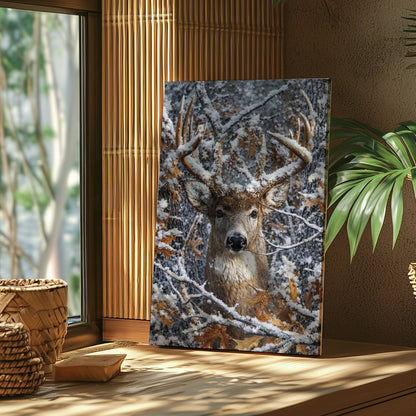 Snowy Deer Hunting Canvas Wall Ar Gift for Hunters Cabin Decor