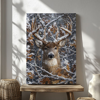 Snowy Deer Hunting Canvas Wall Ar Gift for Hunters Cabin Decor
