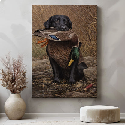 Classic Duck Hunting Retriever Canvas Gift for Hunters Cabin Decor