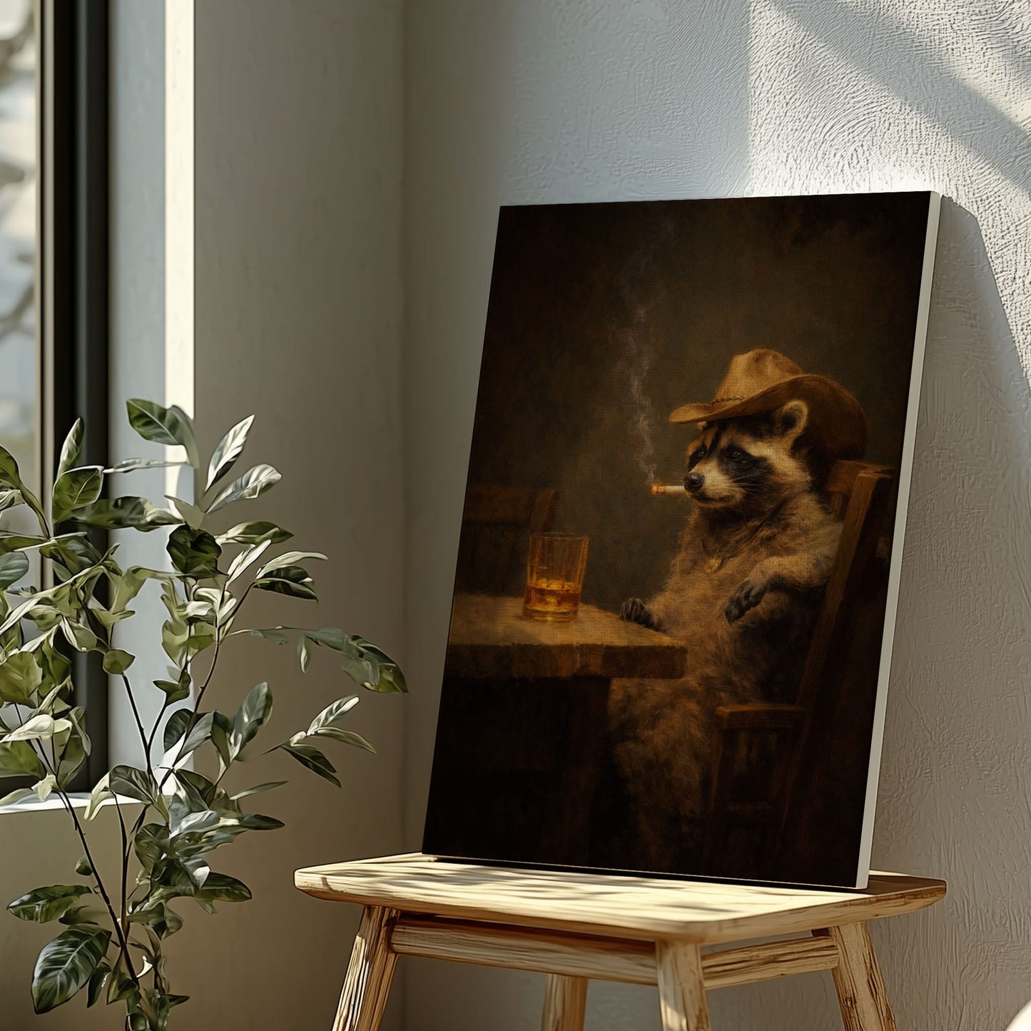 Cowboy Raccoon Canvas Wall Art
