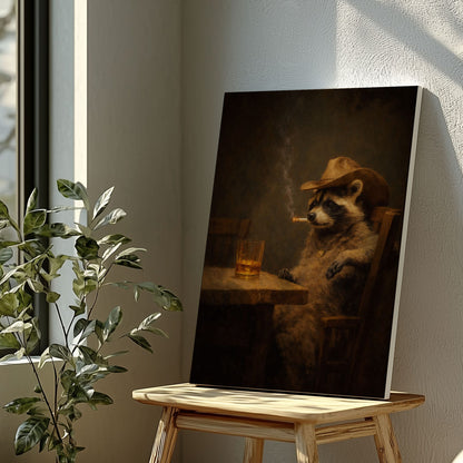 Cowboy Raccoon Canvas Wall Art
